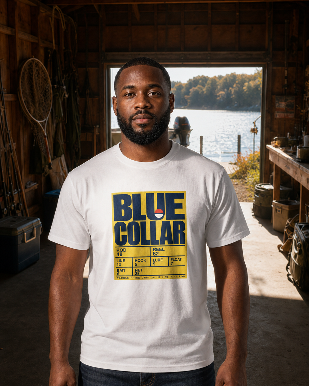 Blue Collar tee — worn, front