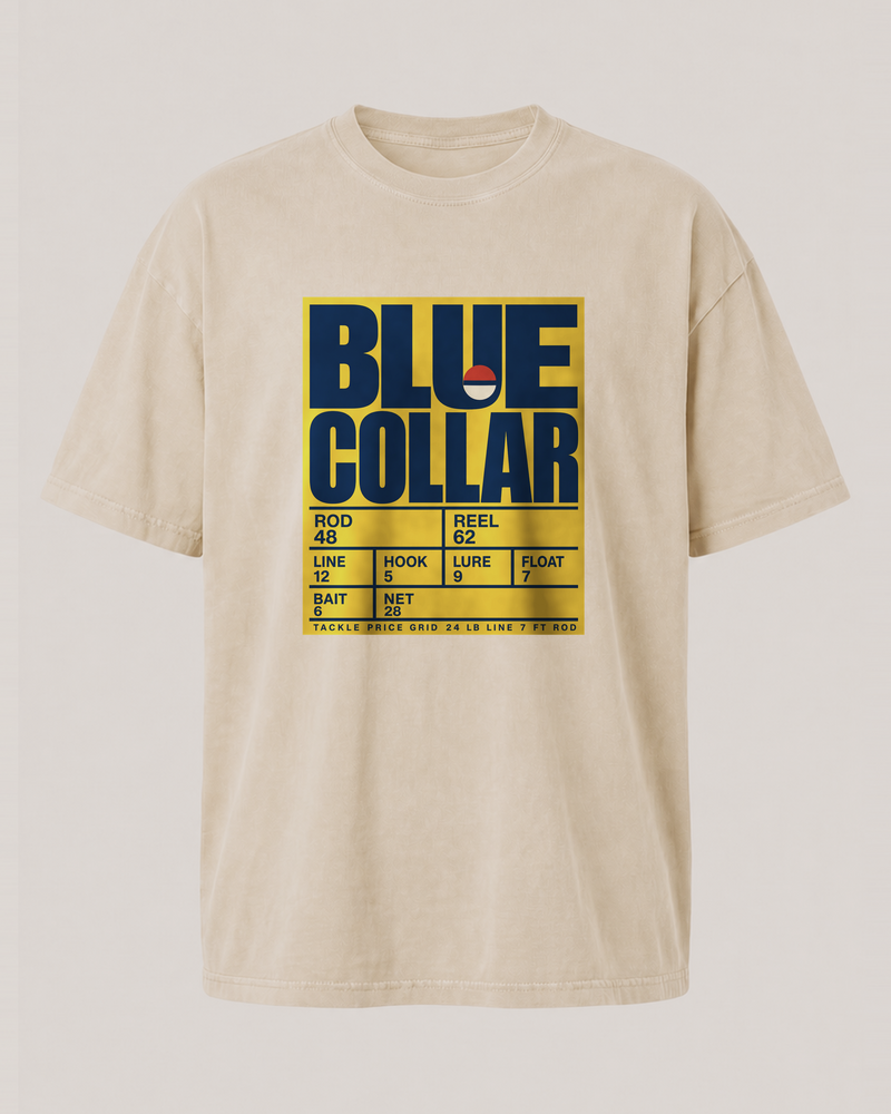 Blue Collar washed tee — washed bone, front