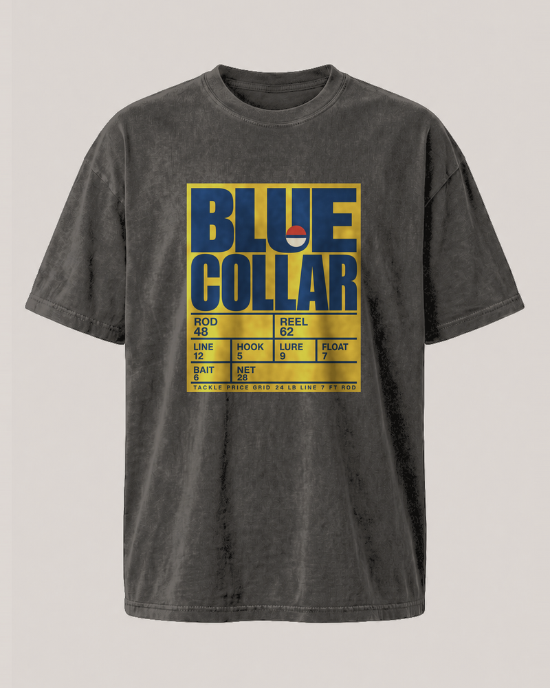 Blue Collar washed tee — washed black, front