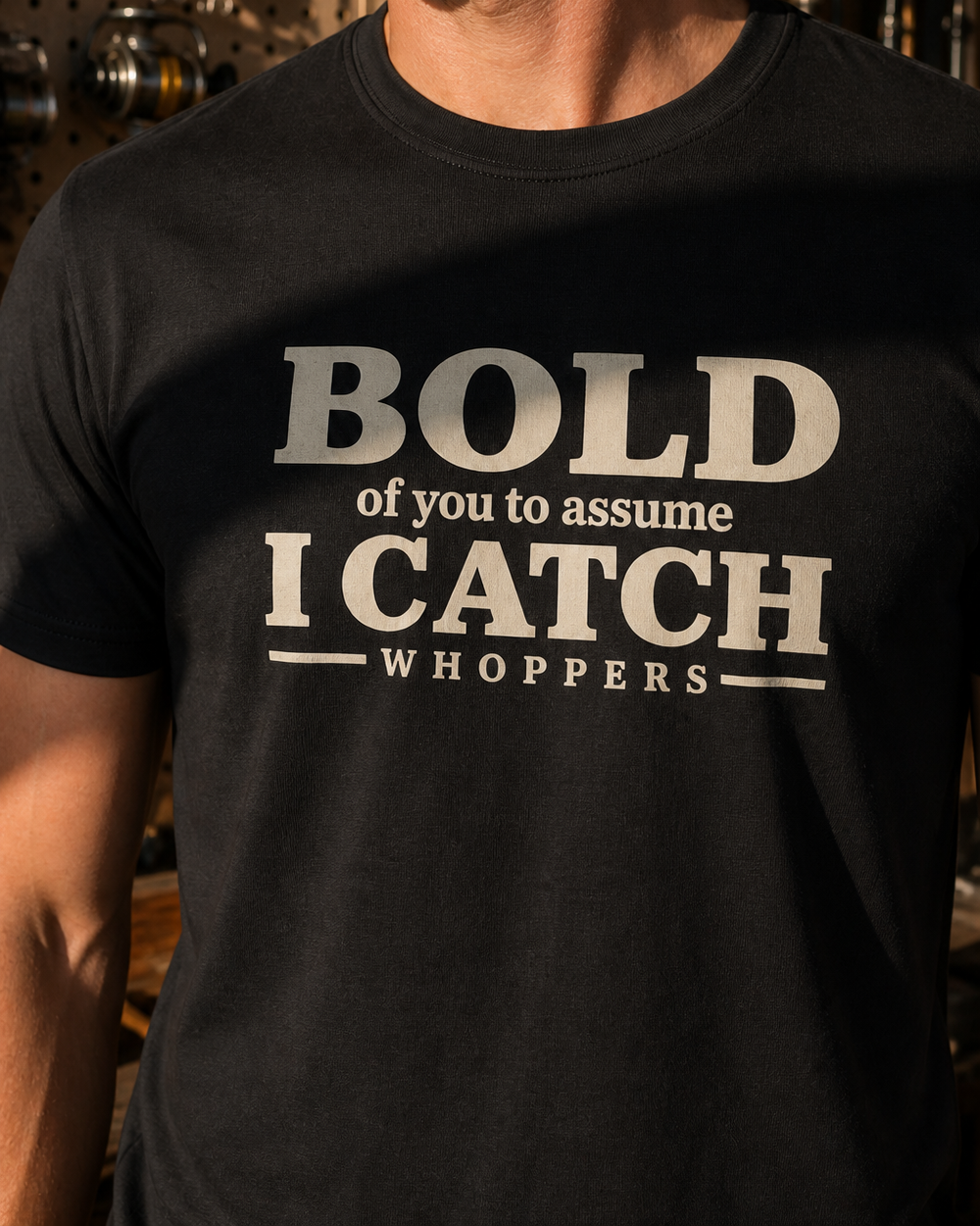 Bold Of You tee — black, worn, side