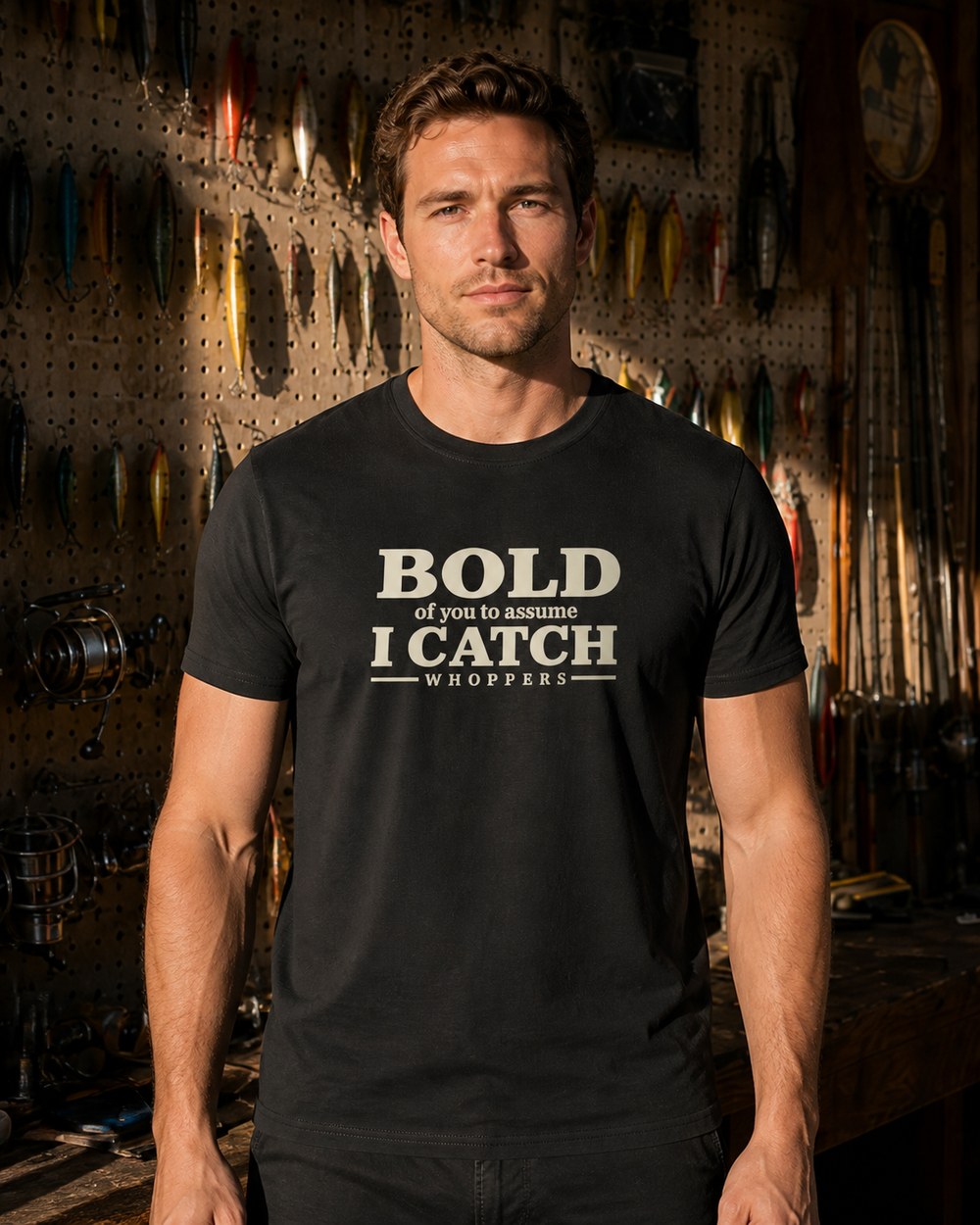Bold Of You tee — black, worn, front