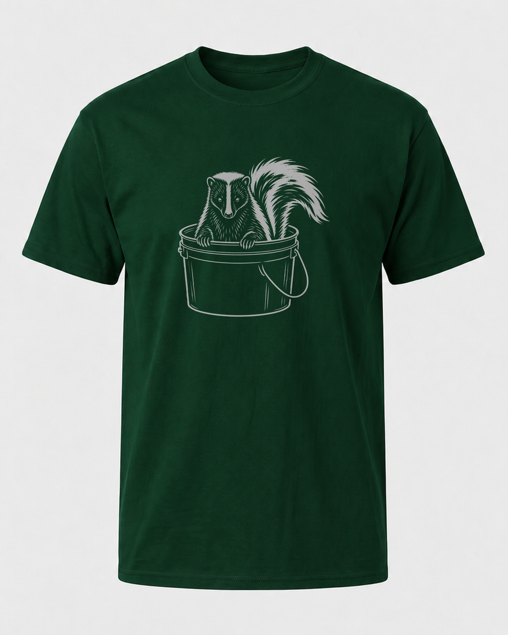 Bucket Skunk tee — forest, front