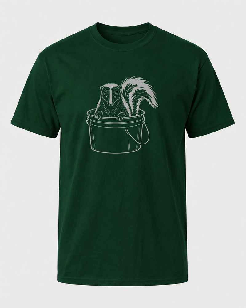 Bucket Skunk tee — forest, front