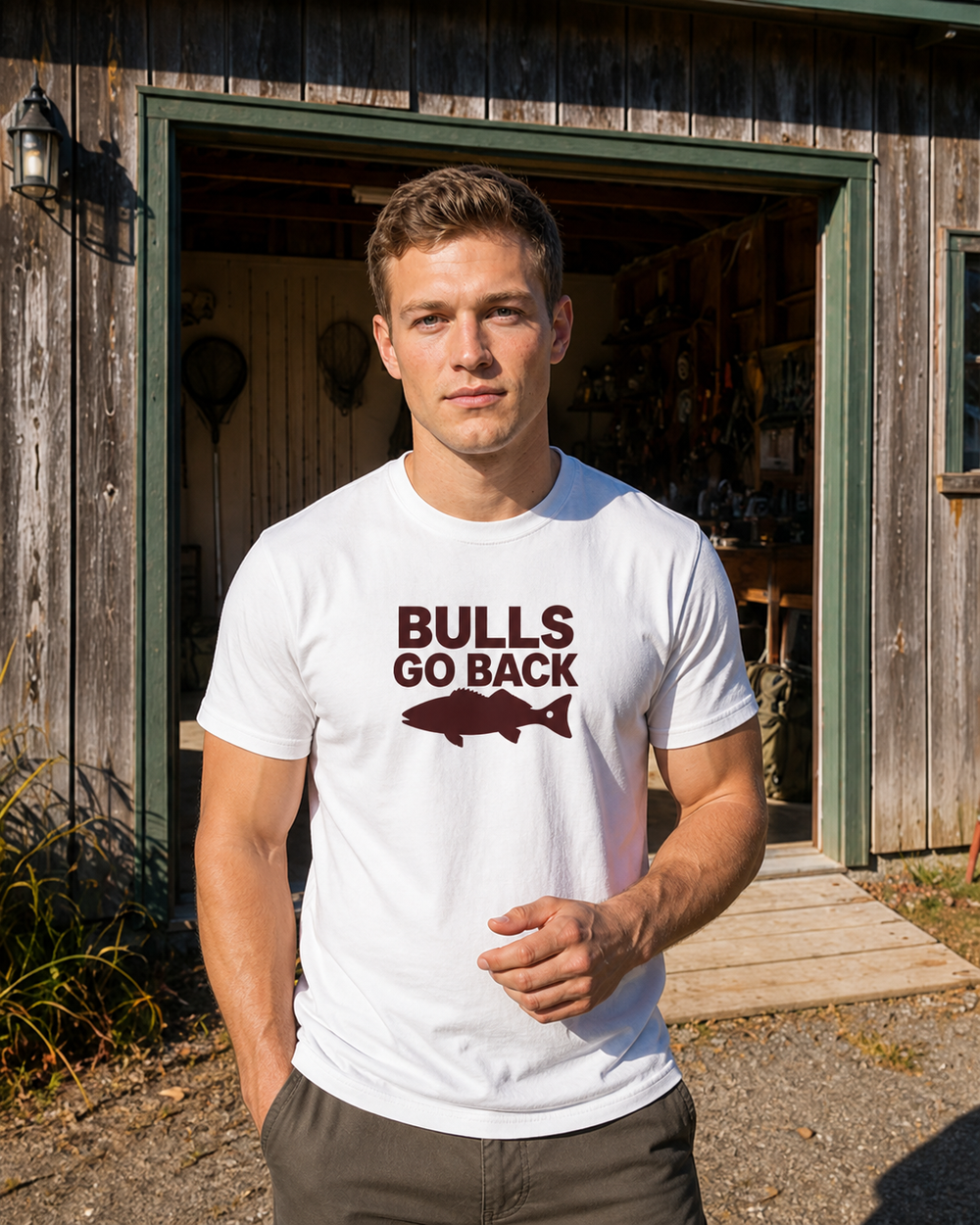 Bulls Go Back Bold tee — worn, back