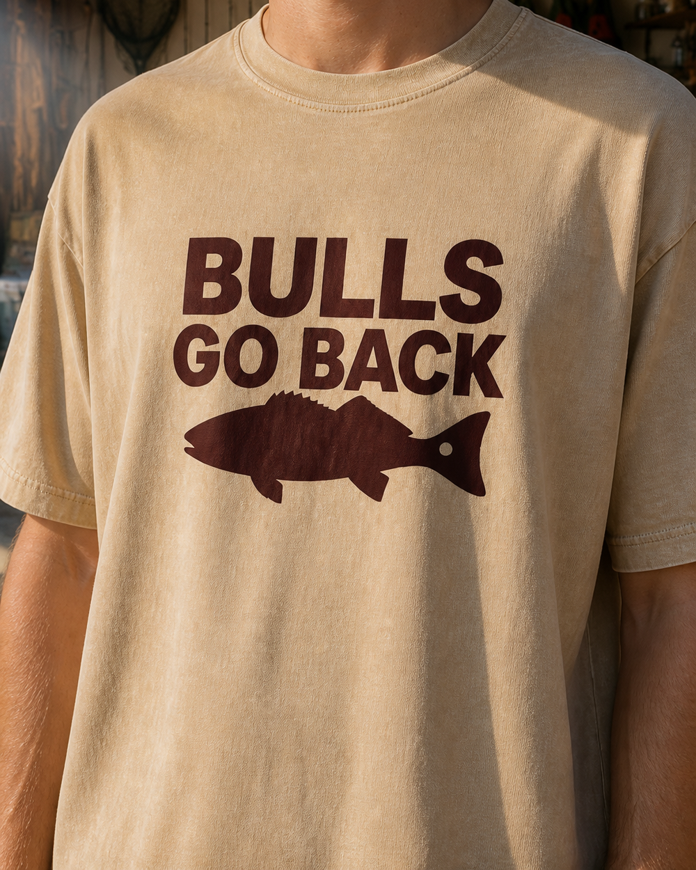 Bulls Go Back Bold washed tee — washed bone, worn, back