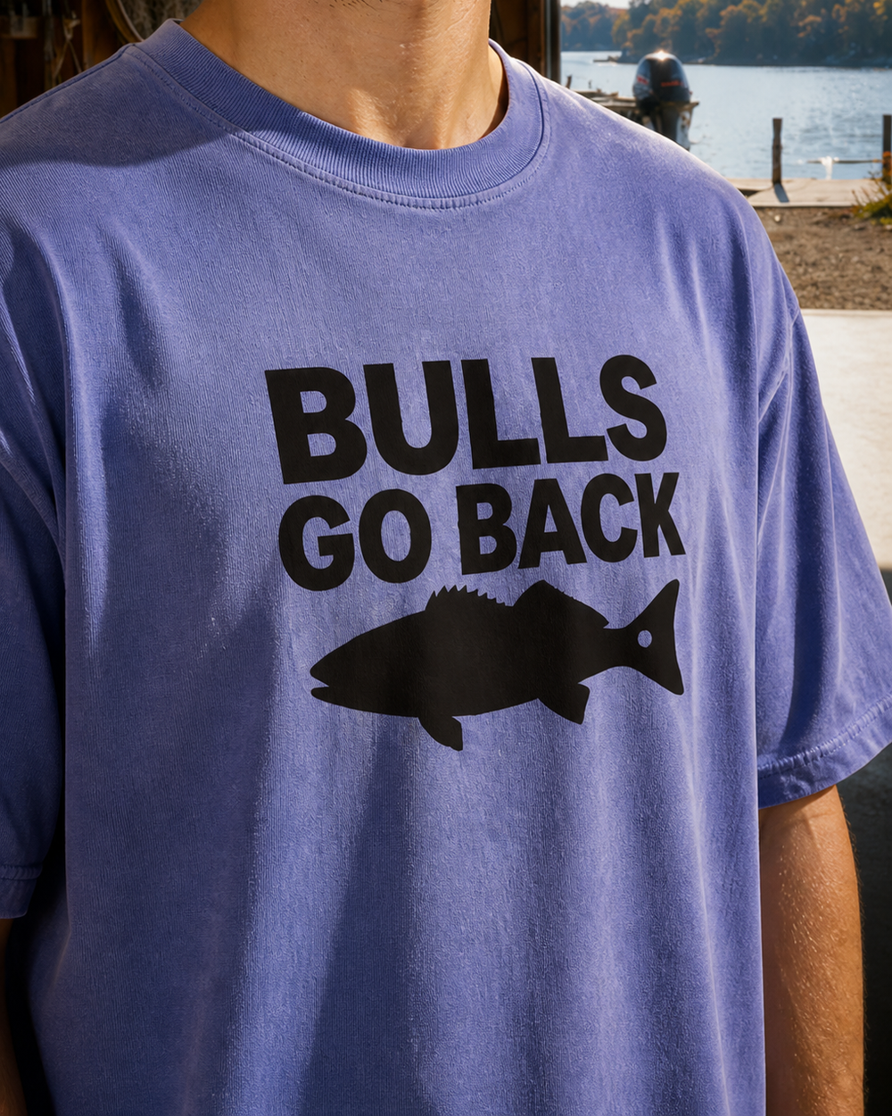 Bulls Go Back Bold washed tee — washed blue, worn, back