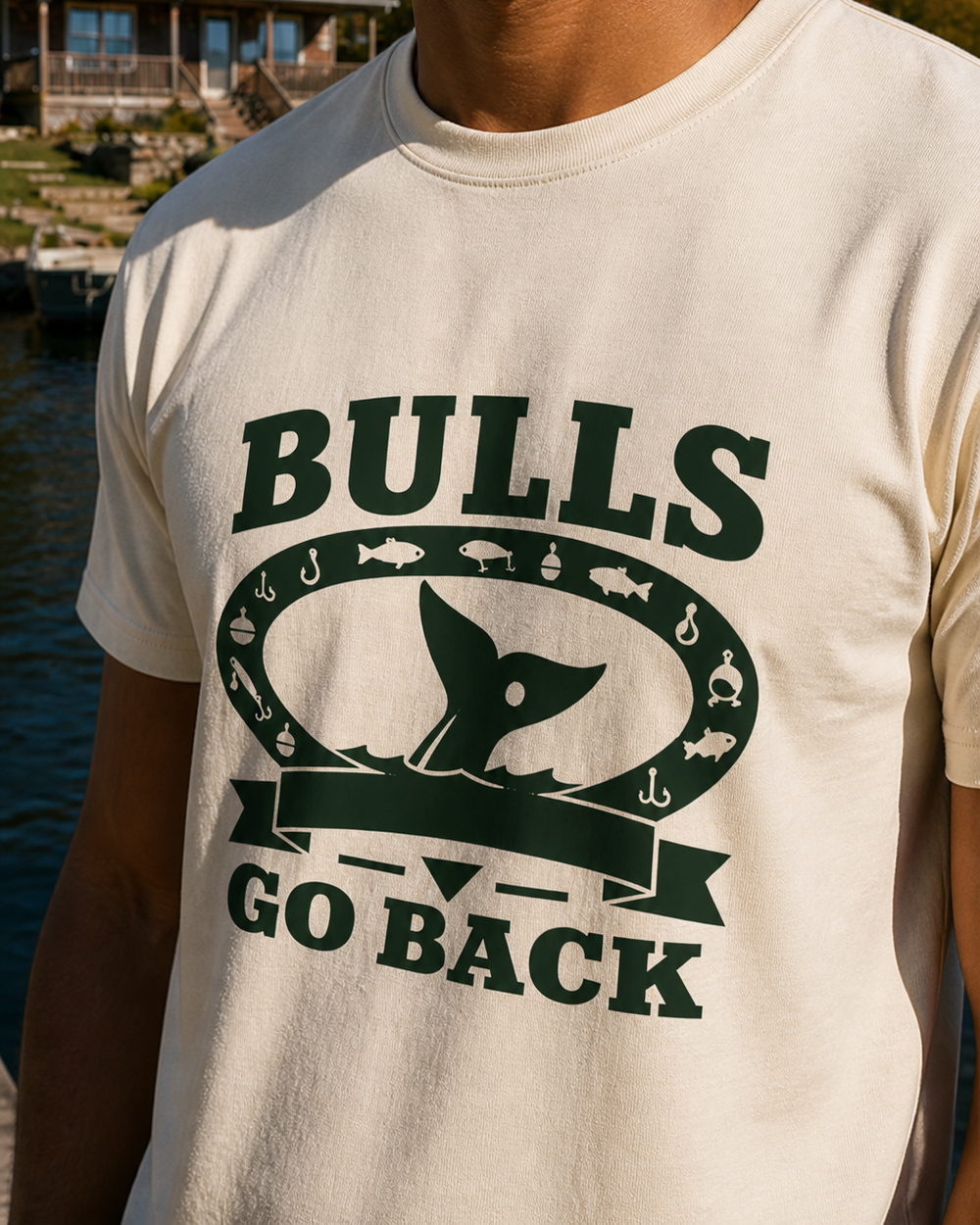 Bulls Go Back Heritage tee — bone, worn, back