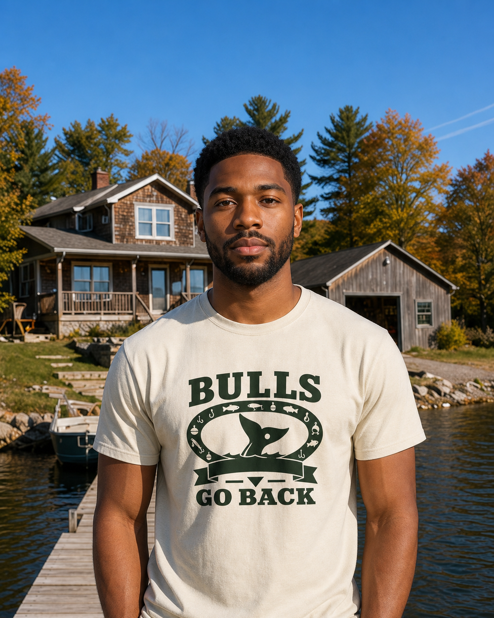 Bulls Go Back Heritage tee — bone, worn, back