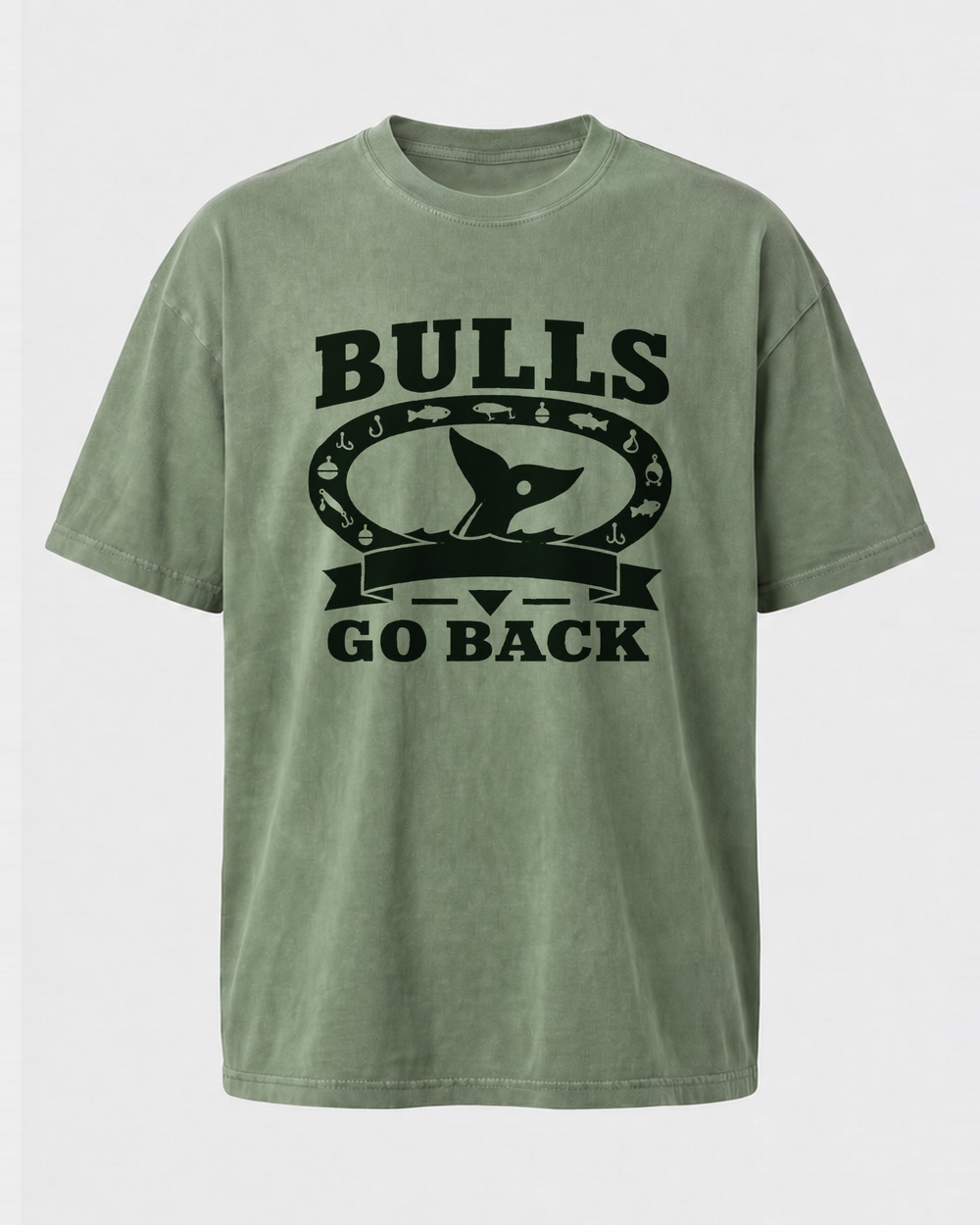 Bulls Go Back Heritage washed tee — washed sage, back