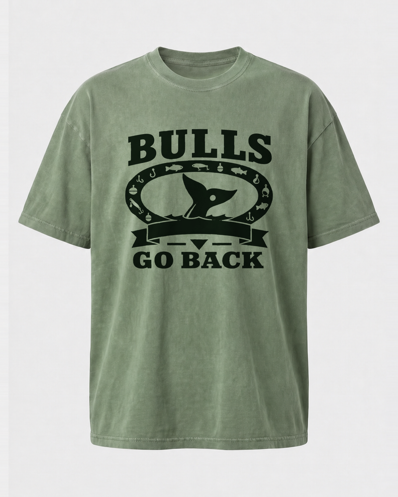 Bulls Go Back Heritage washed tee — washed sage, back