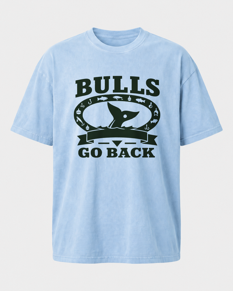 Bulls Go Back Heritage washed tee — washed light blue, back