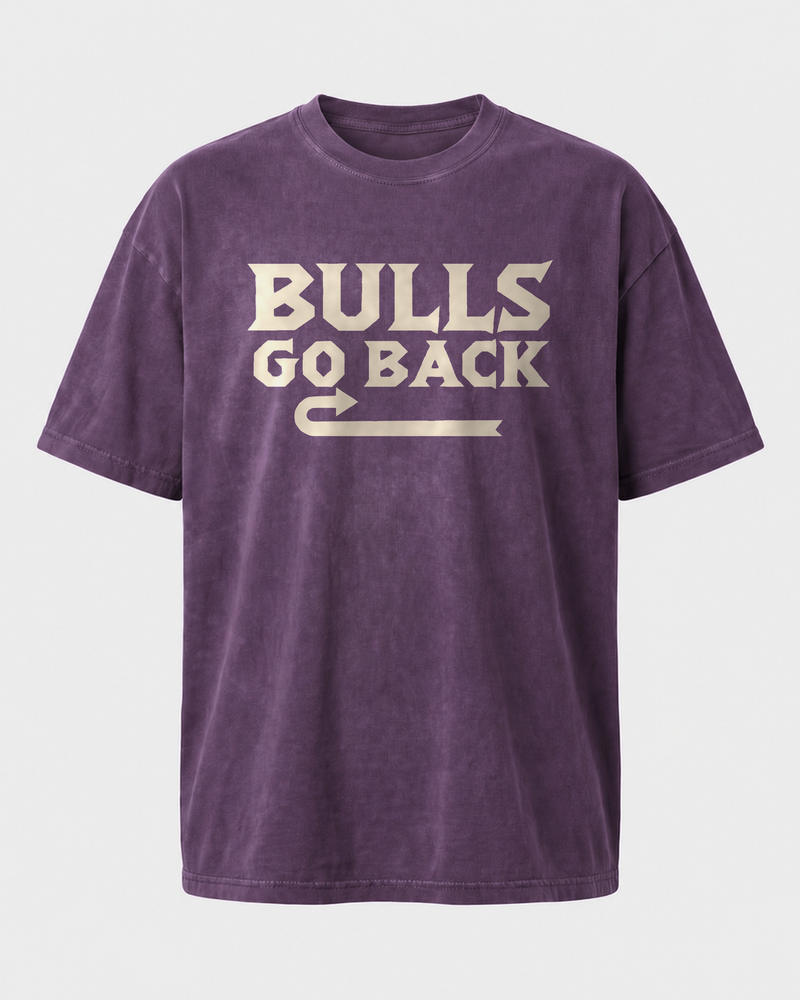 Bulls Go Back washed tee — washed violet, back
