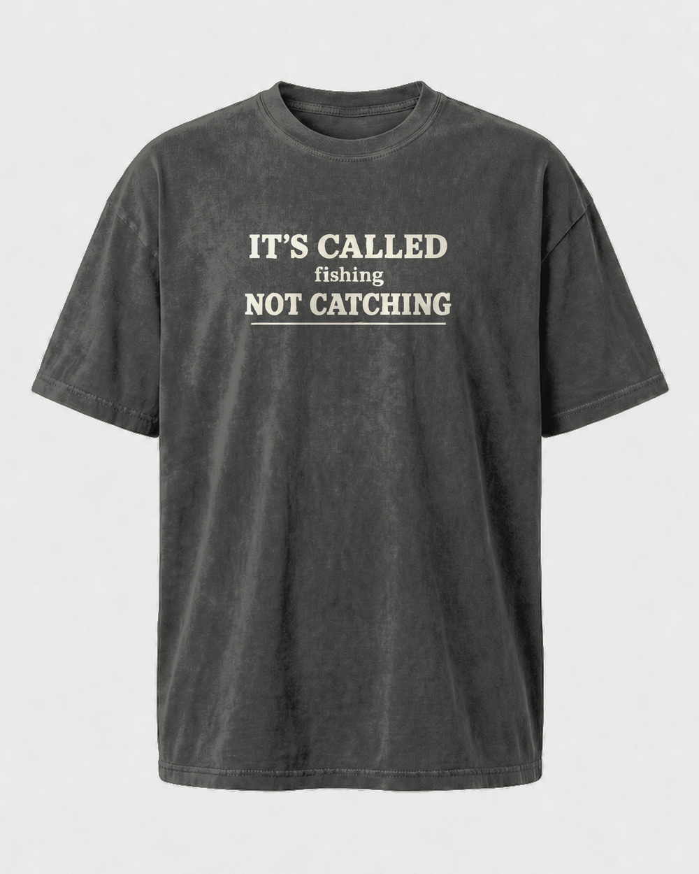 Called Fishing washed tee — washed black, front