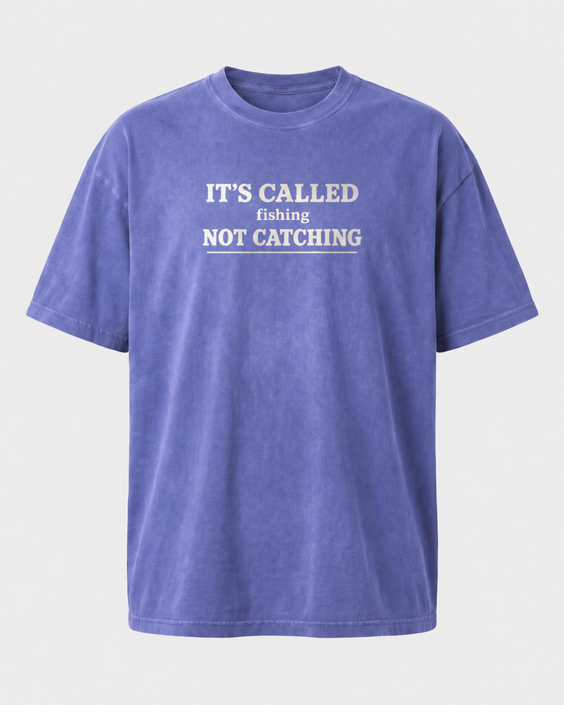 Called Fishing washed tee — washed blue, front