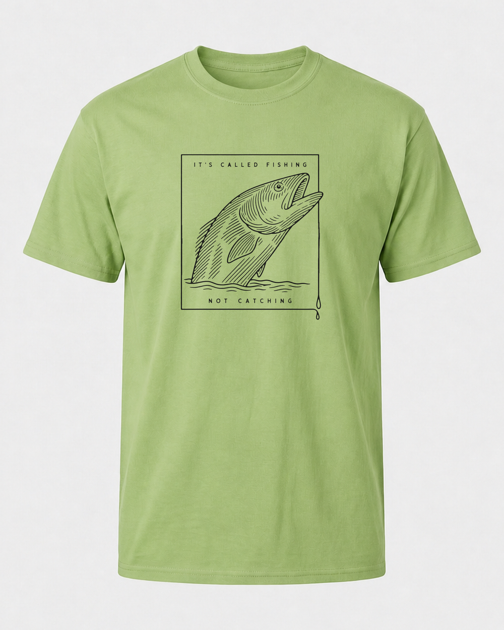 Called Fishing Etched tee — kiwi, front