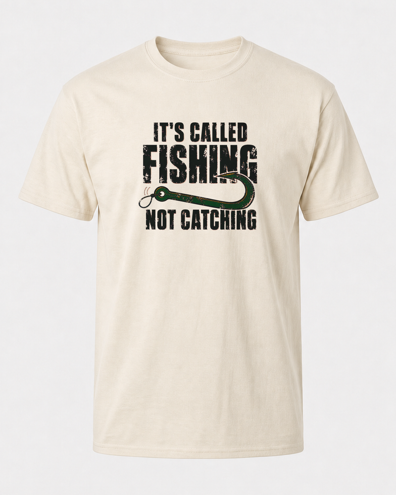 It's Called Fishing (Full Colour) tee — bone, front