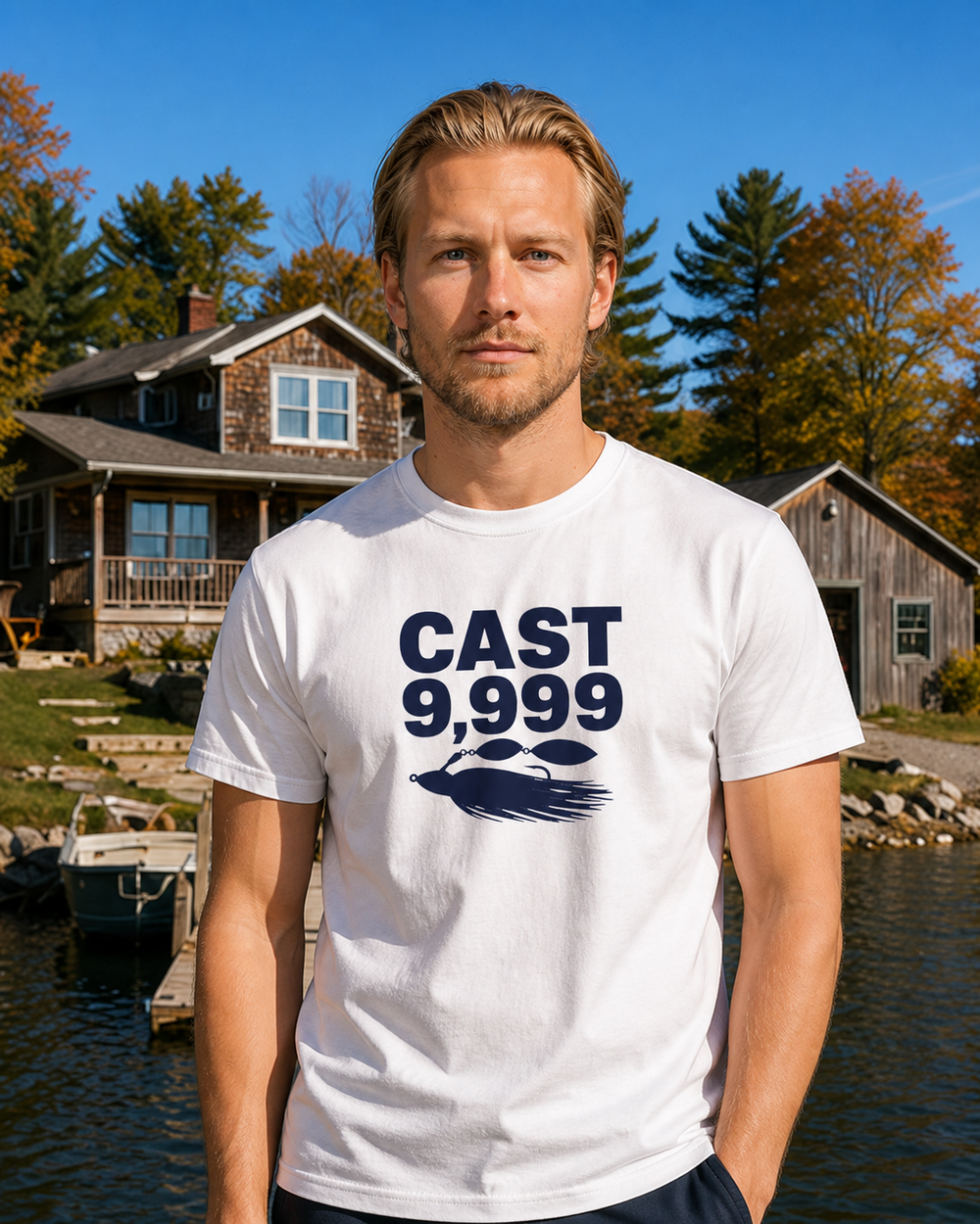 Cast 9,999 Bold tee — worn, front