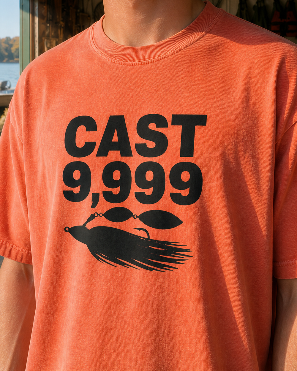 Cast 9,999 Bold washed tee — worn, side