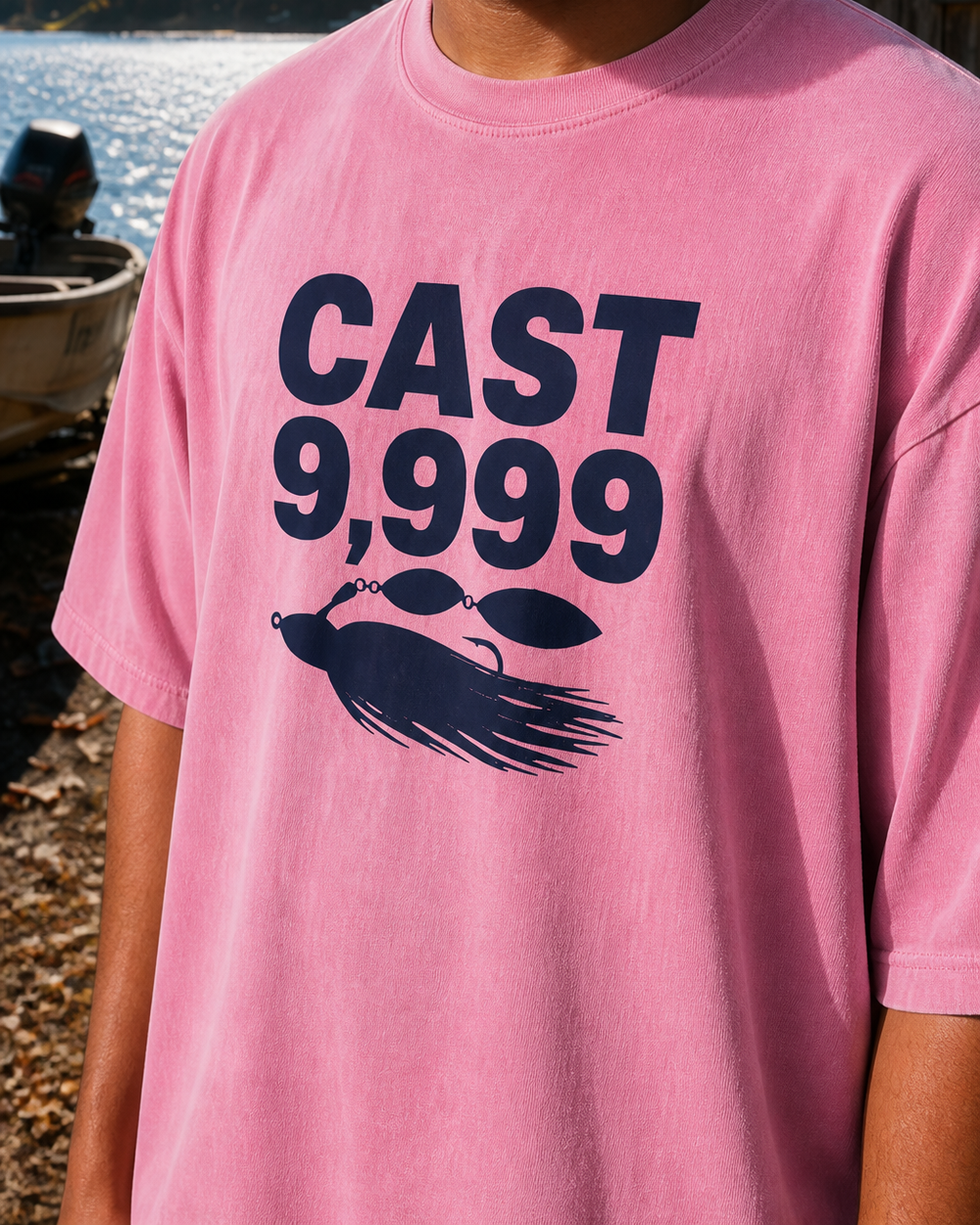 Cast 9,999 Bold washed tee — worn, side