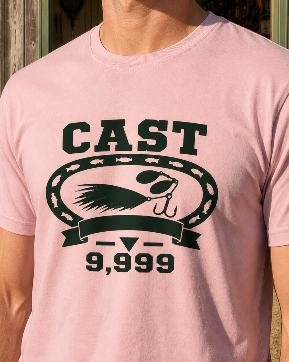 Cast 9,999 Heritage tee — worn, side