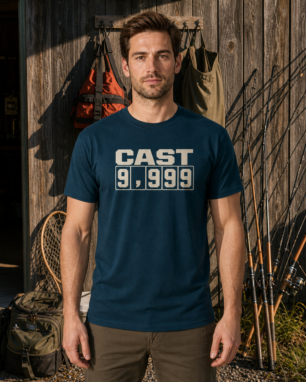 Cast 9,999 tee — midnight navy, worn, front