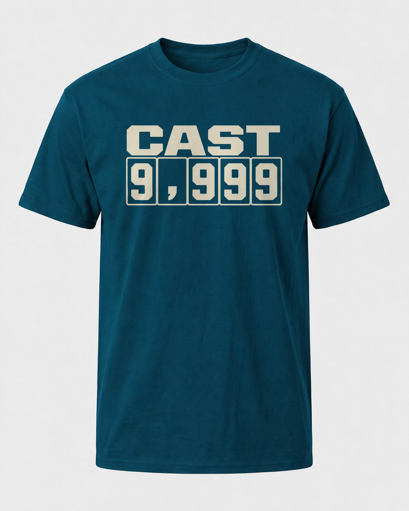 Cast 9,999 tee — midnight navy, front