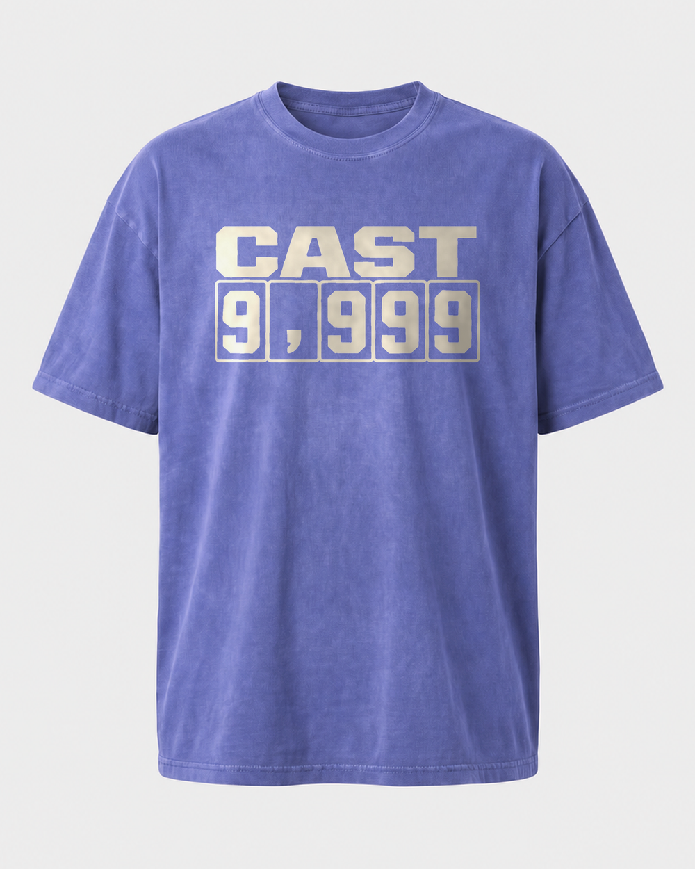 Cast 9,999 washed tee — washed blue, front