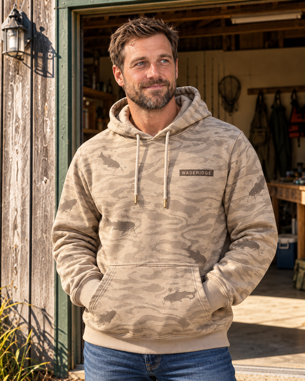 Catfish Are Calling Whiskered Catfish All-Over Print Hoodie — model front