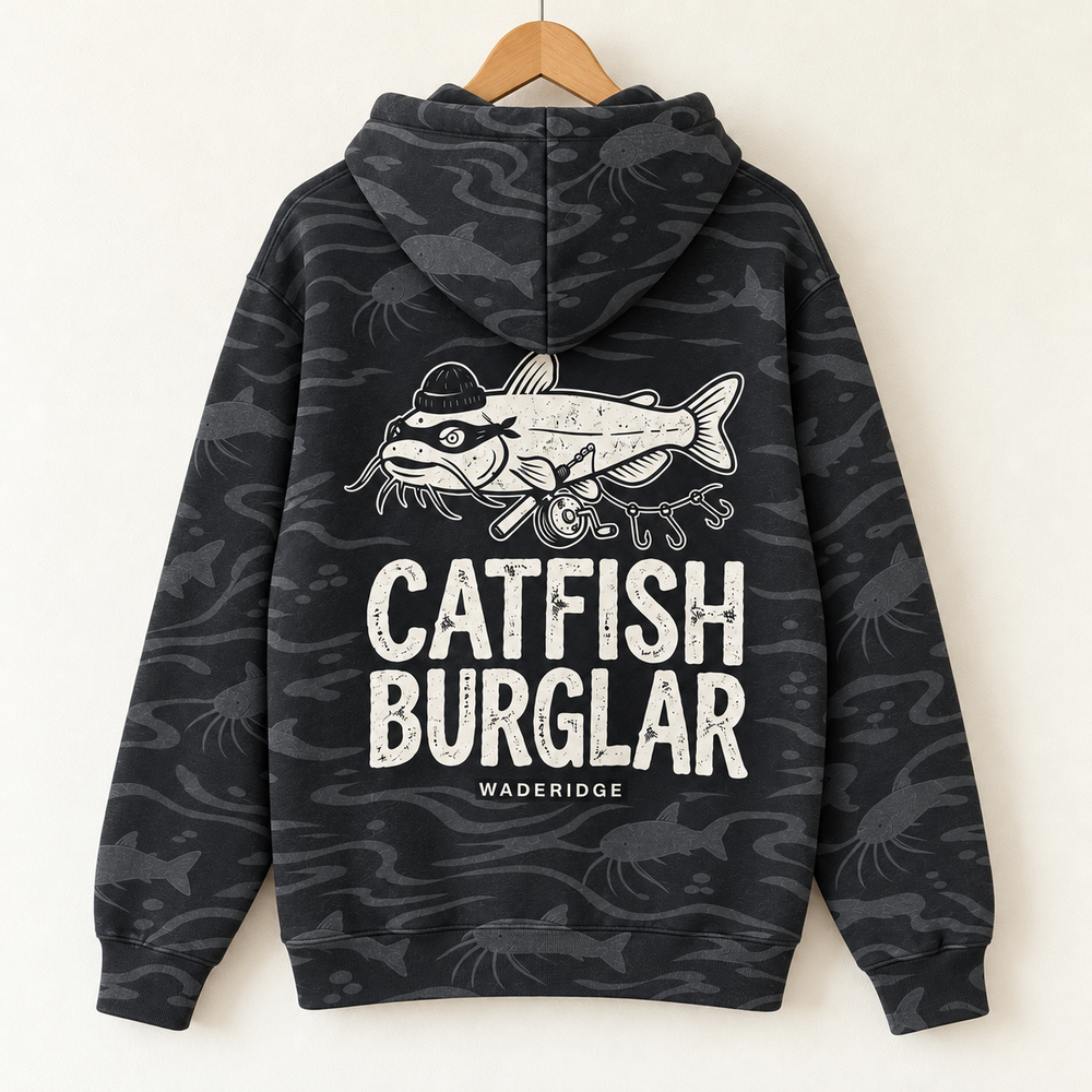 Catfish Burglar Masked All-Over Print Hoodie — on a hanger