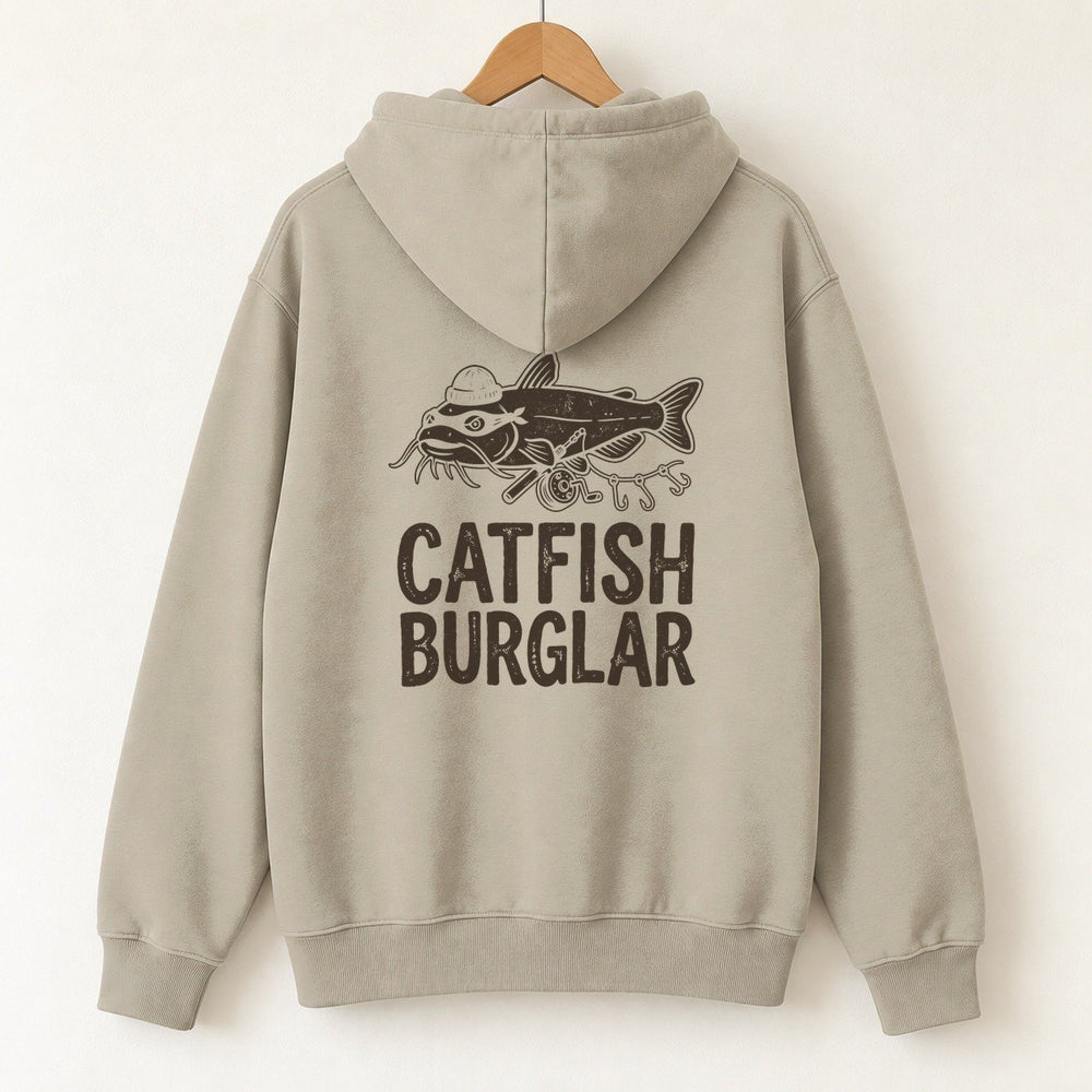 Catfish Burglar Masked Hoodie — Sand — back print