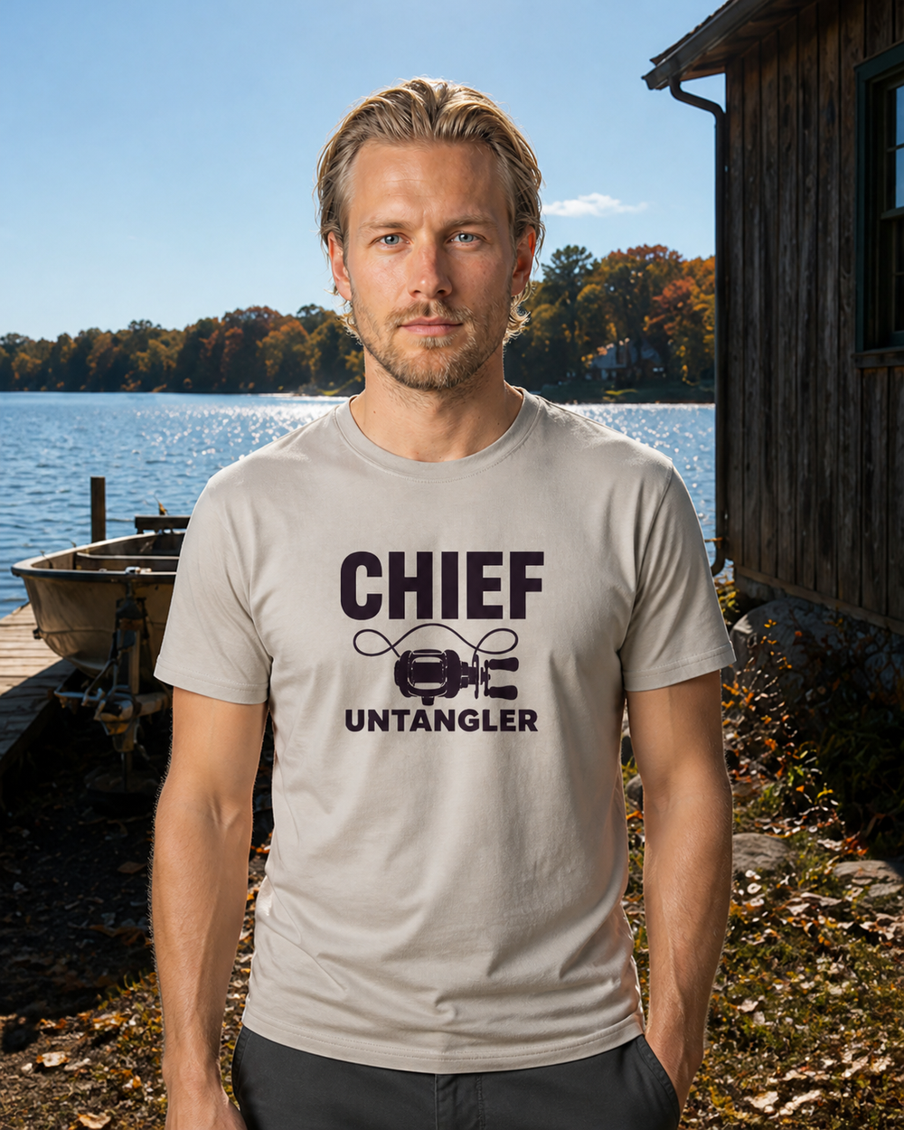Chief Untangler Bold tee — sand, worn, front