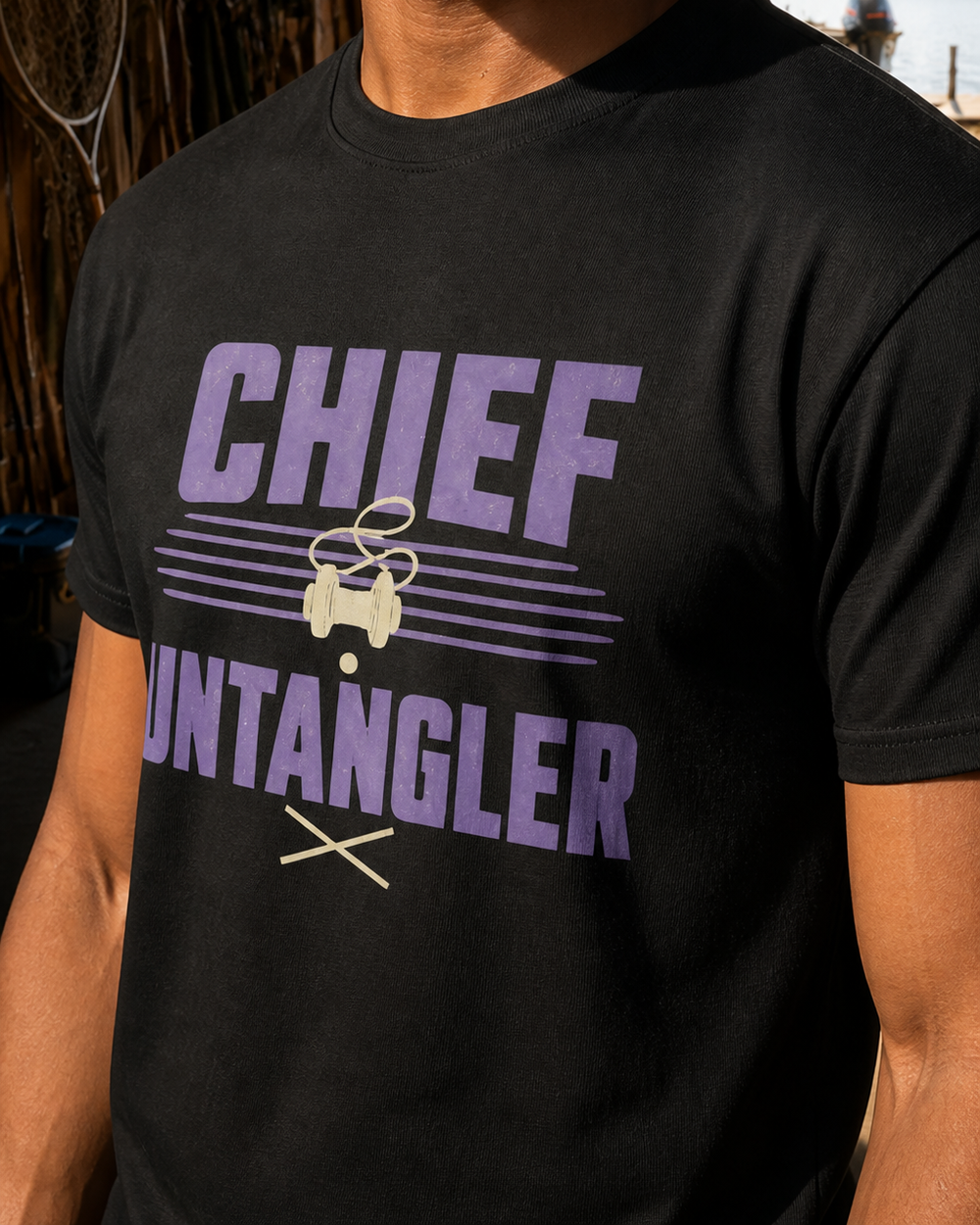 Chief Untangler Two Tone tee — black, worn, side