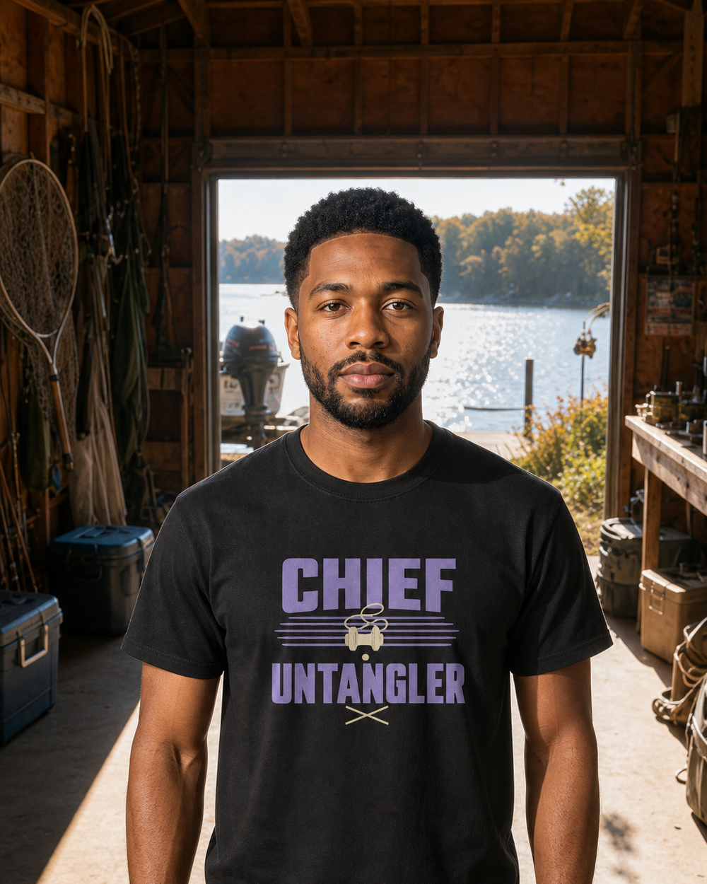 Chief Untangler Two Tone tee — black, worn, front