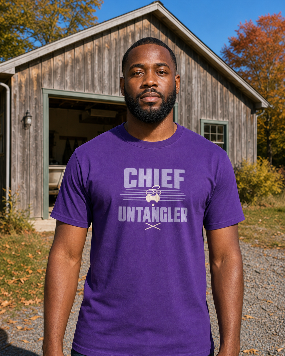 Chief Untangler Two Tone tee — purple, worn, front