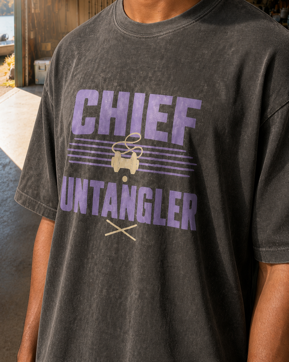 Chief Untangler Two Tone washed tee — washed black, worn, side