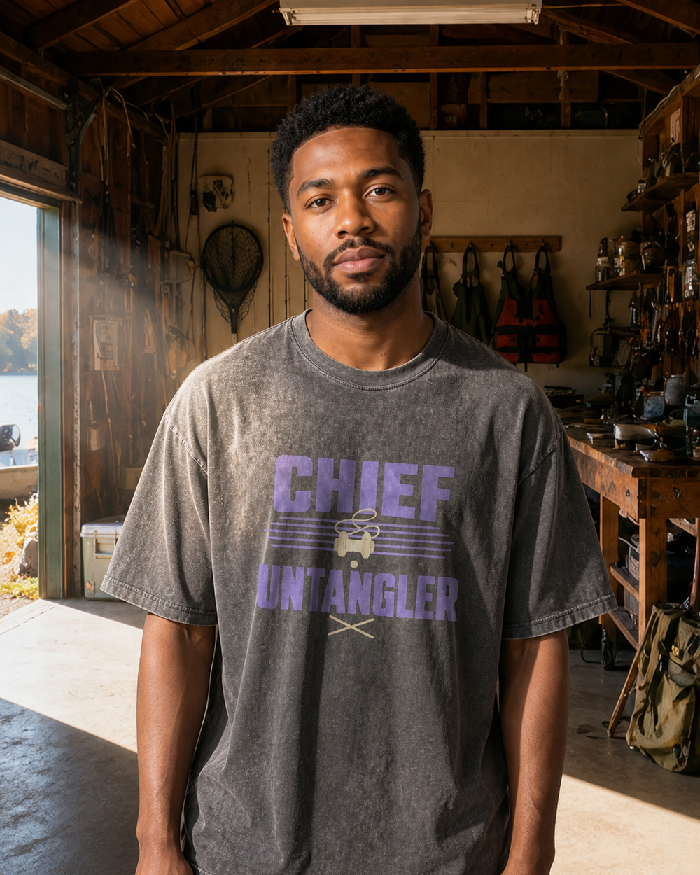 Chief Untangler Two Tone washed tee — washed black, worn, front