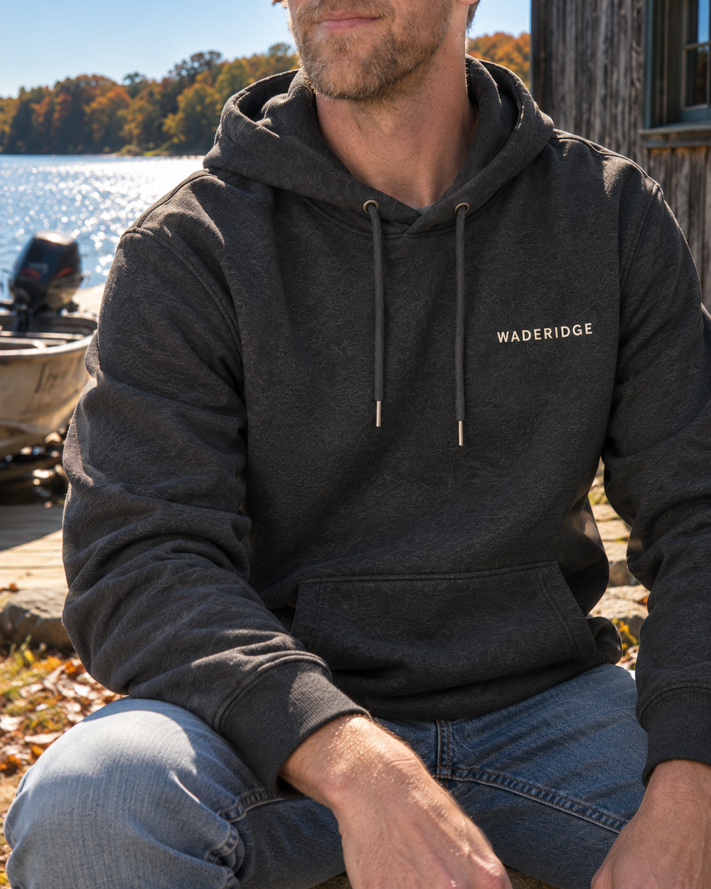 Classic Angler Custom Year All-Over Print Hoodie — model angle