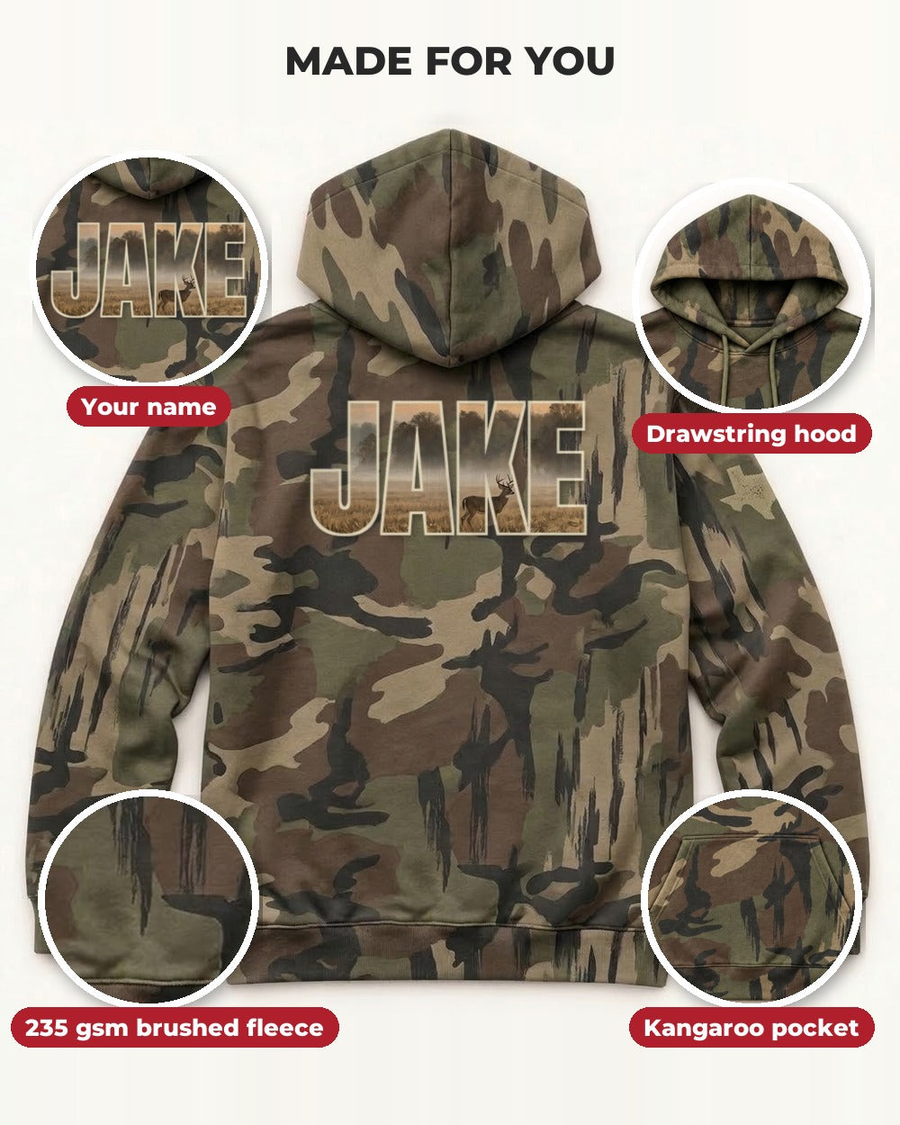 Custom Name Terrain Camo All-Over Print Hoodie — details