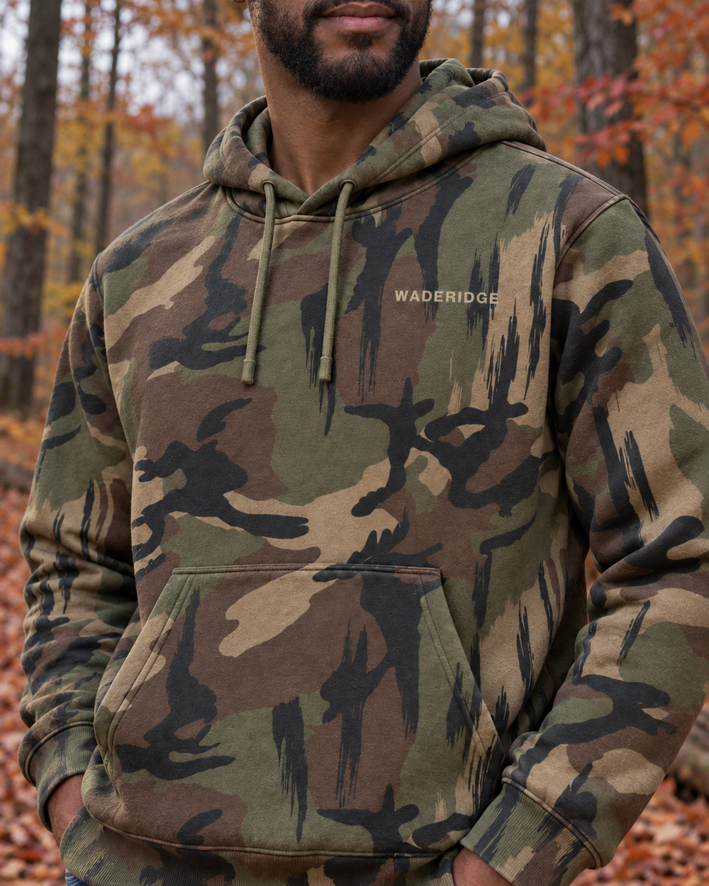 Custom Name Terrain Camo All-Over Print Hoodie — model angle