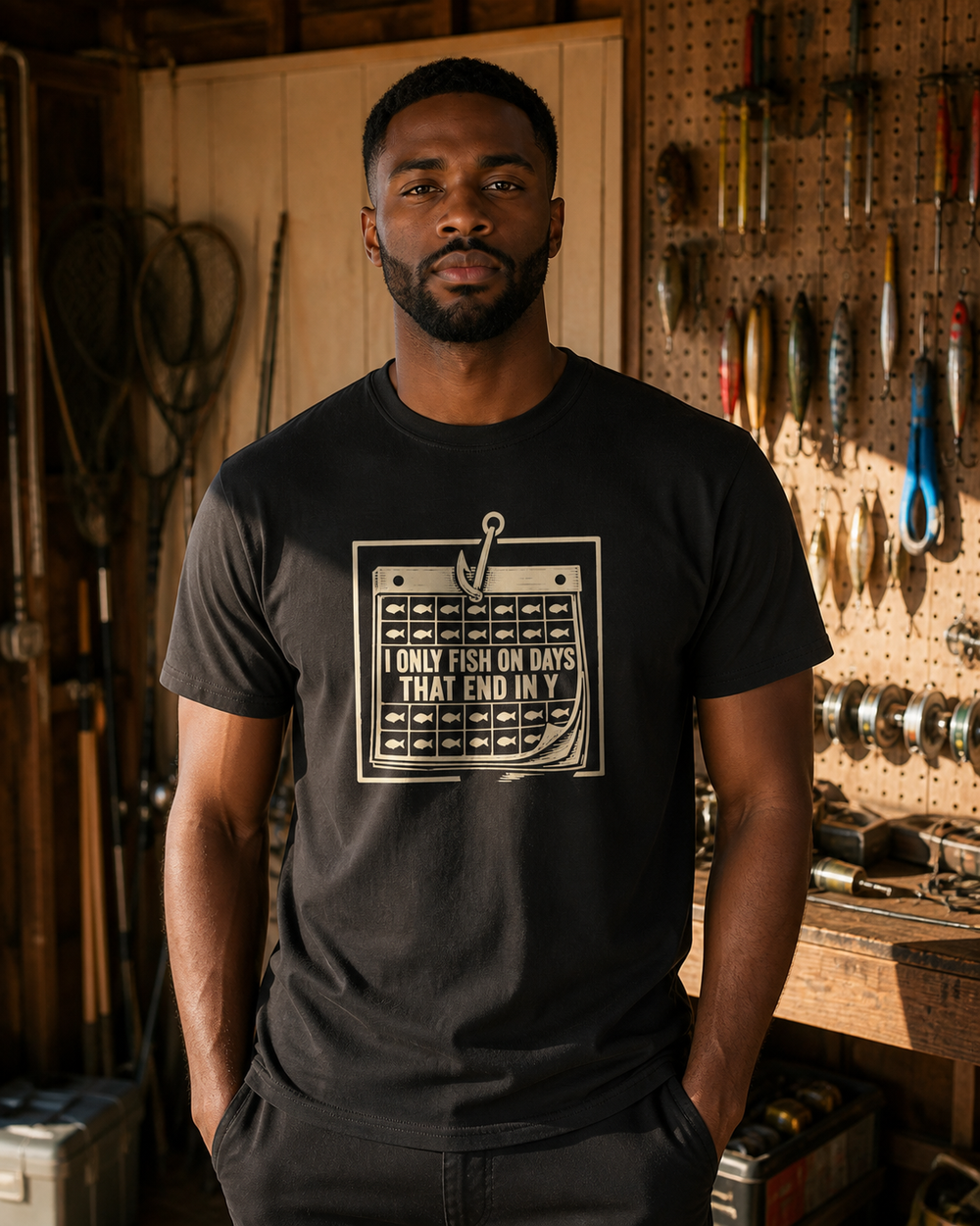 Days That End In Y tee — black, worn, front
