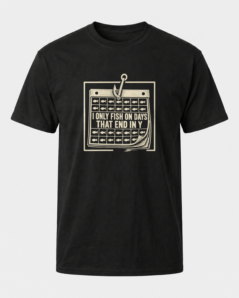 Days That End In Y tee — black, front