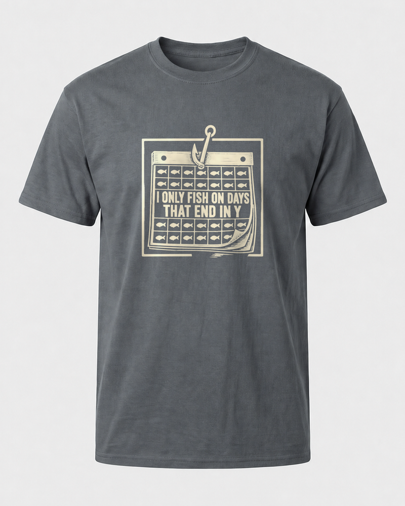 Days That End In Y tee — charcoal, front