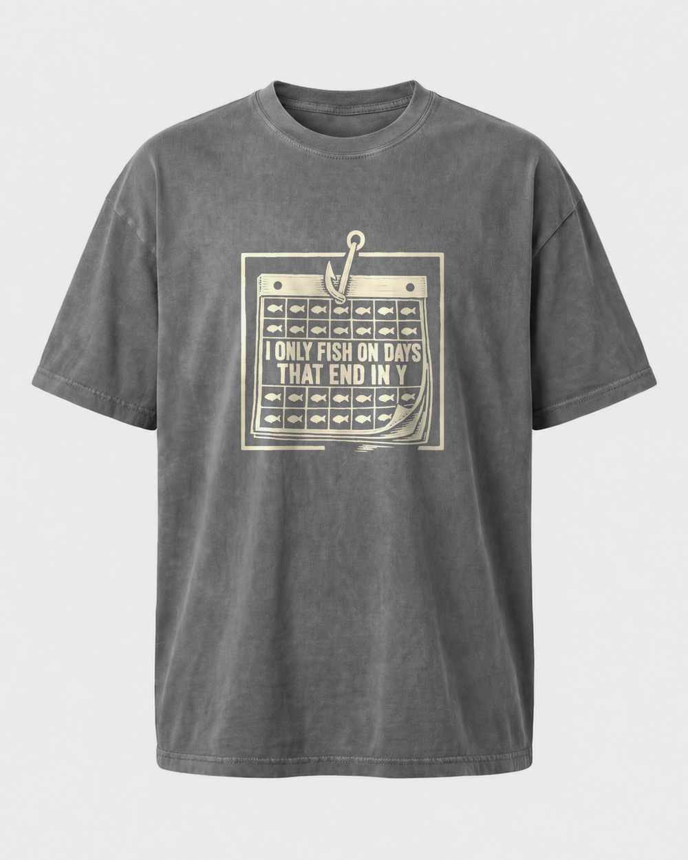 Days That End In Y washed tee — washed charcoal, front