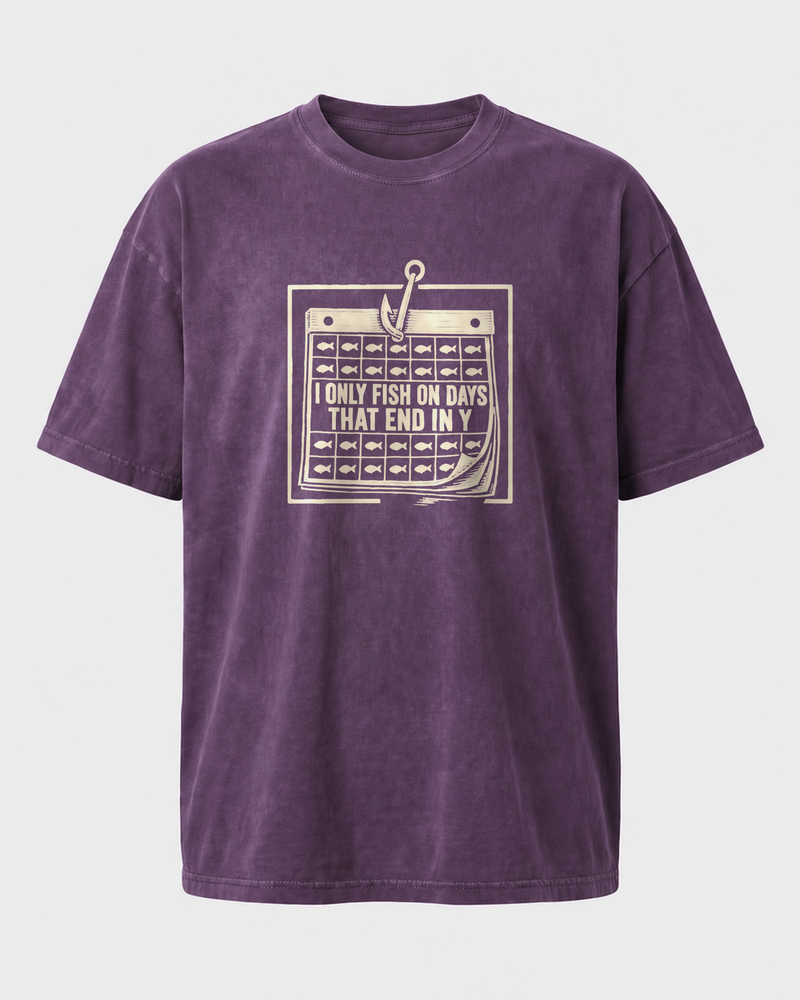 Days That End In Y washed tee — washed violet, front