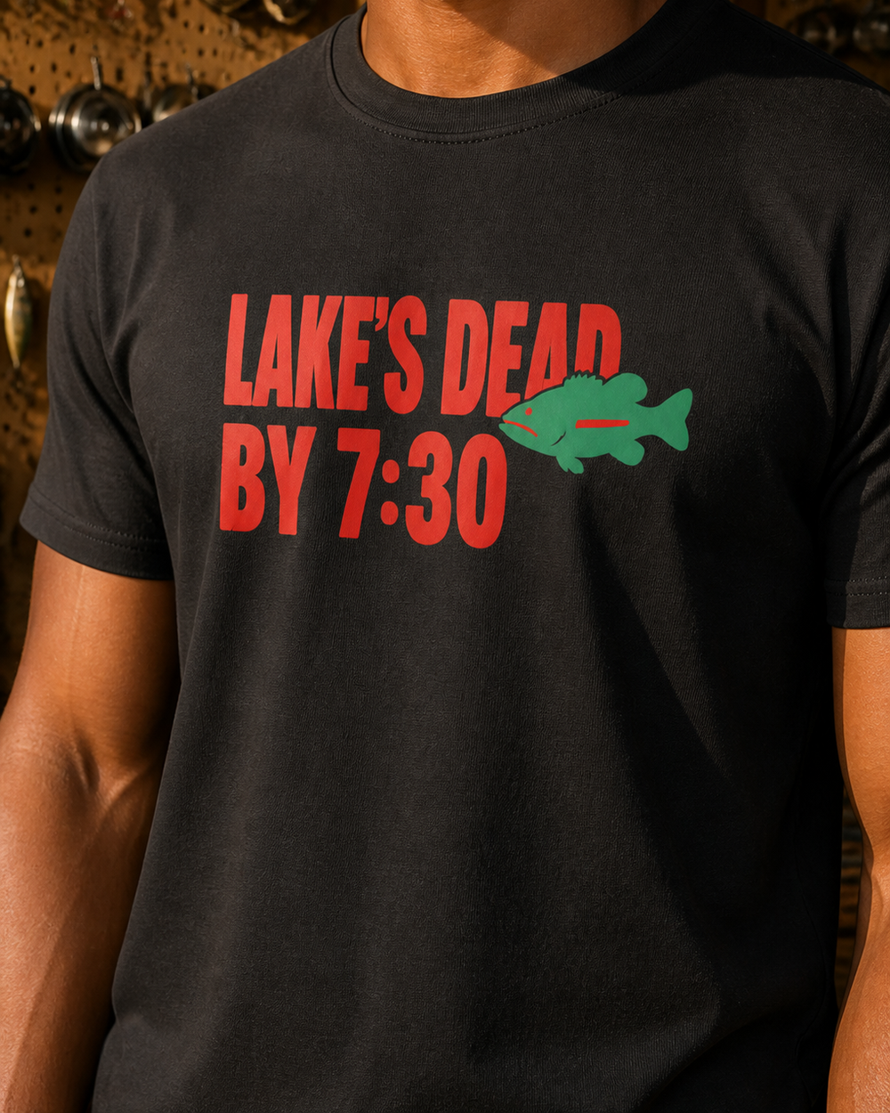 Dead By 7:30 tee — black, worn, side