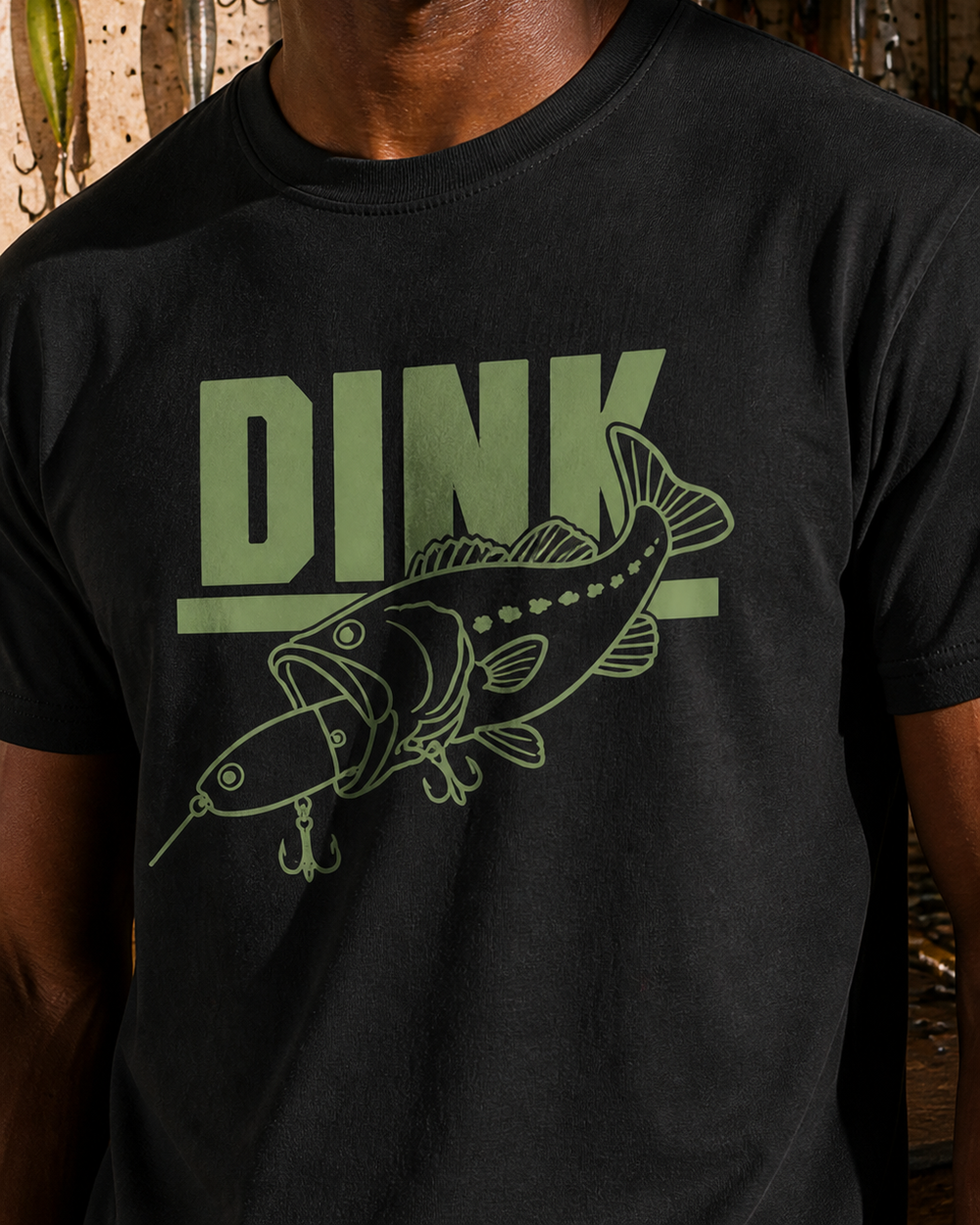 Dink tee — black, worn, side