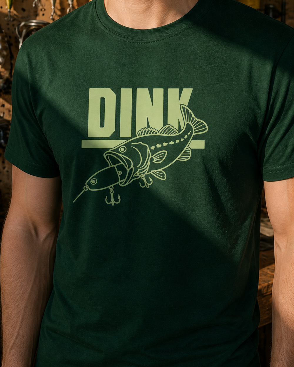 Dink tee — forest, worn, side