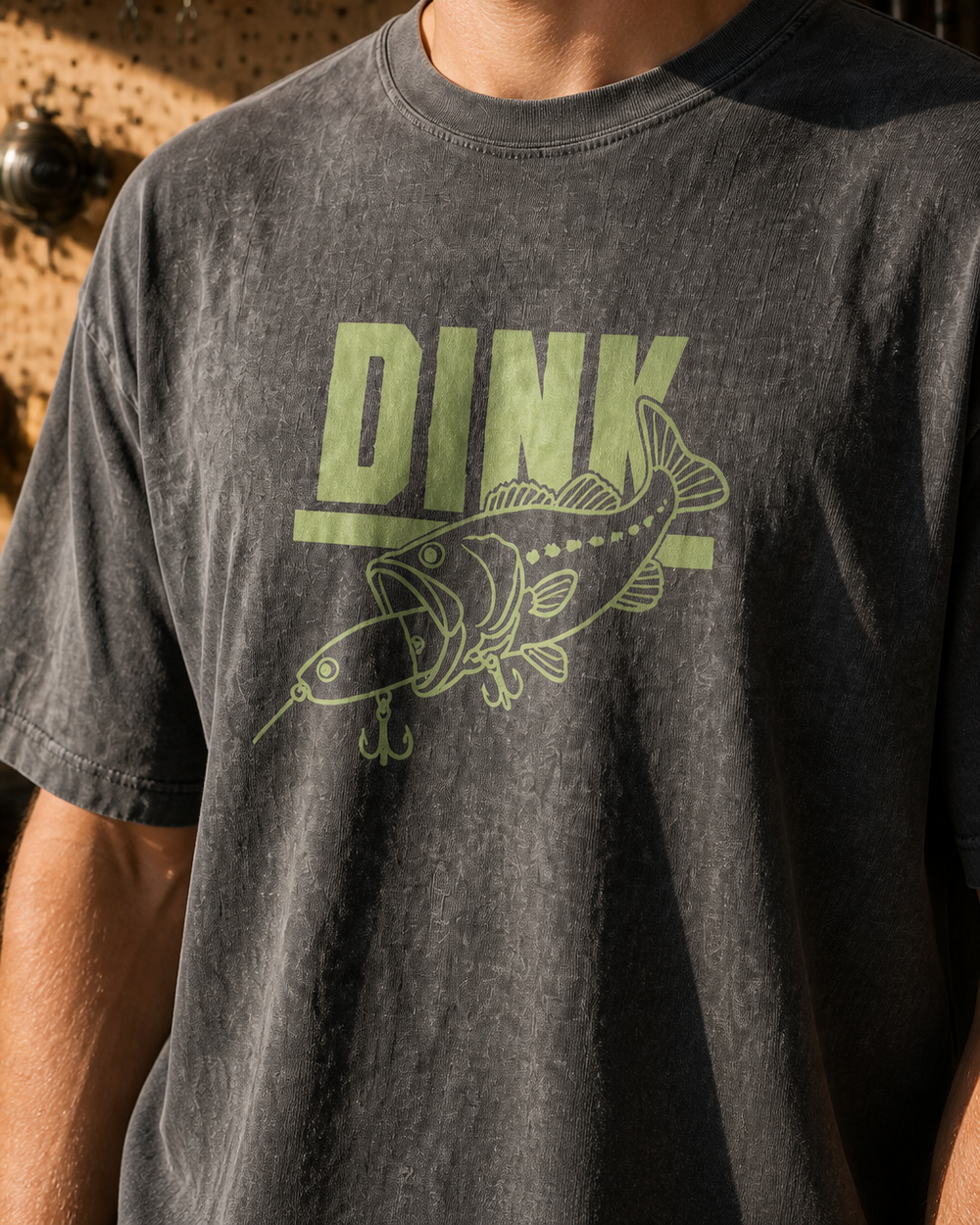 Dink washed tee — washed black, worn, side