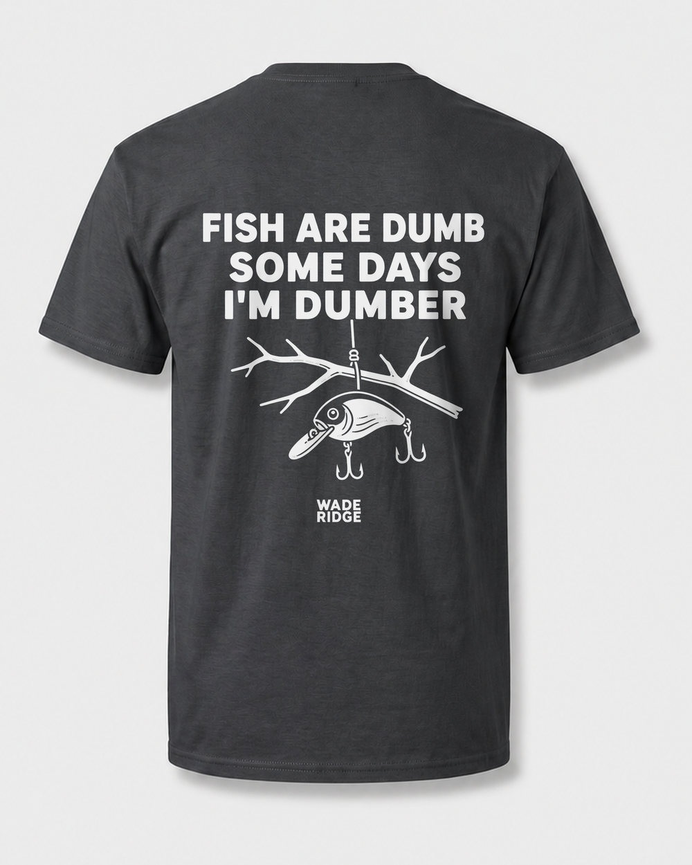 Fish Are Dumb Some Days I'm Dumber — Quiet Snag tee — dark heather, front