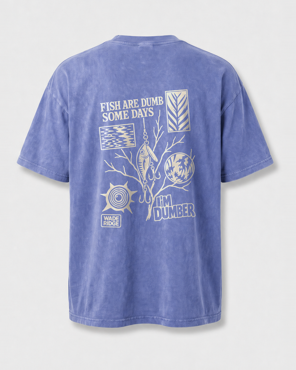 Fish Are Dumb Some Days I'm Dumber — Field Notes washed tee — washed blue, front